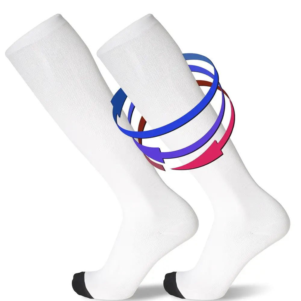 

Custom design printed white sublimation blank compression socks, Custom color