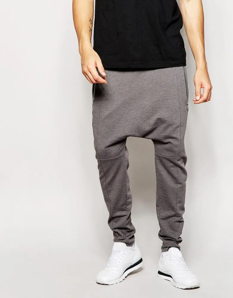 grey drop crotch joggers