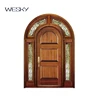Villas Exterior Front Soild Wood Arch Top Door With Round Window