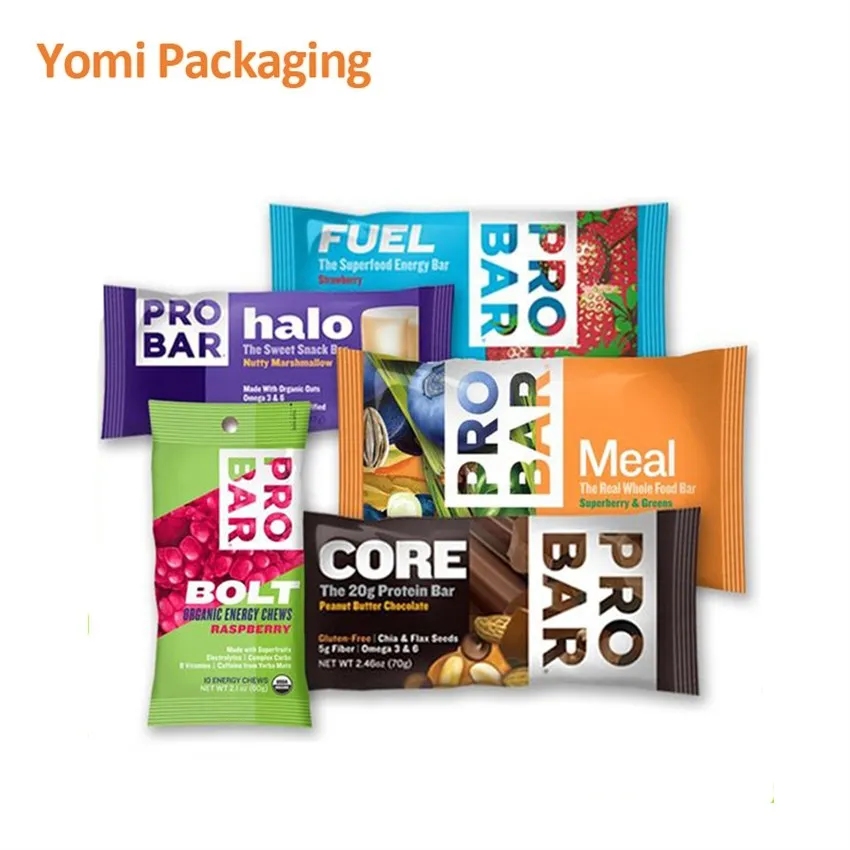 Eco Friendly Food Grade Printed Aluminum Foil Chocolate Nut Protein Bar