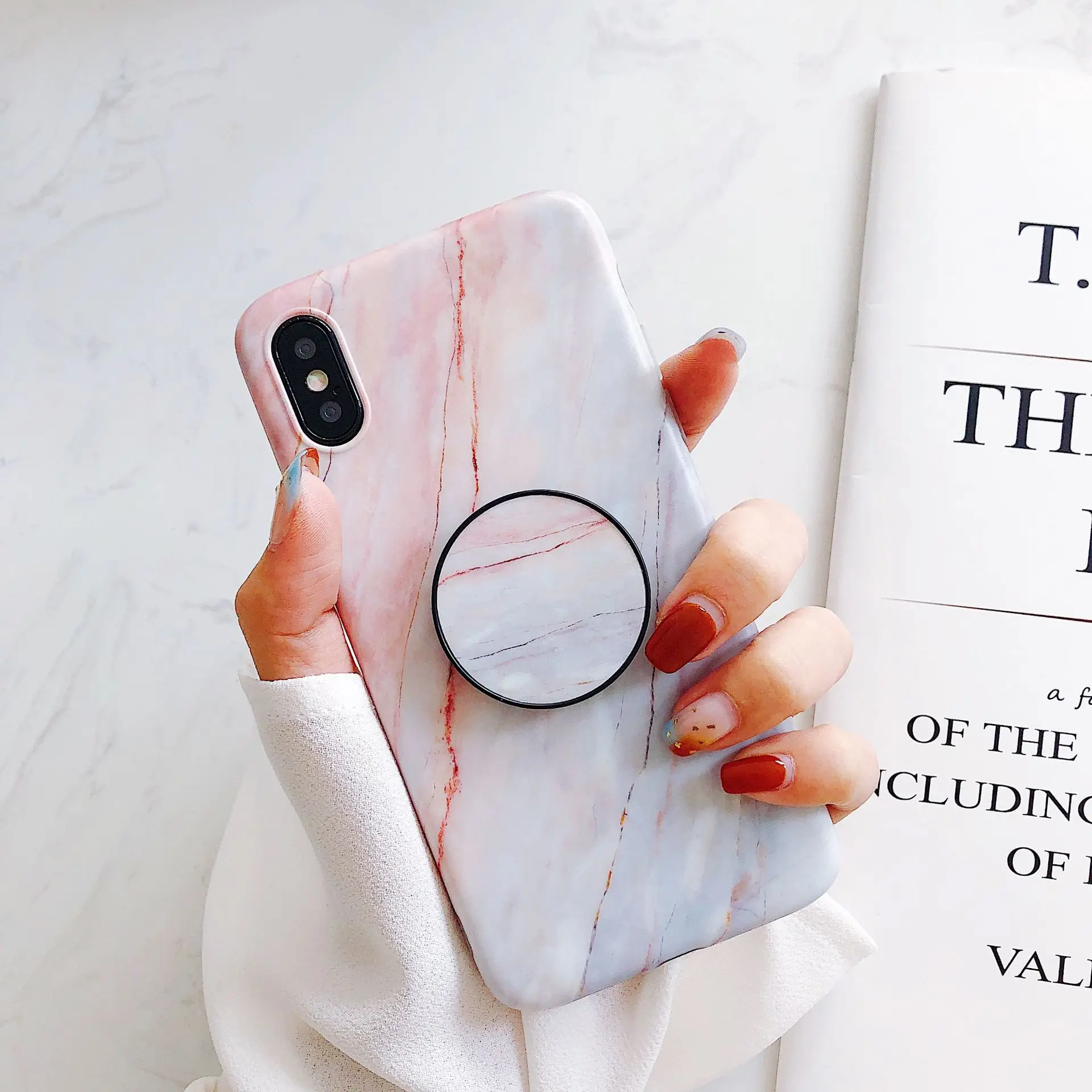 

Free Shipping Marble Pattern stand tpu phone case for iPhone Xs MAX 6s 7 plus 8 XR, As picture
