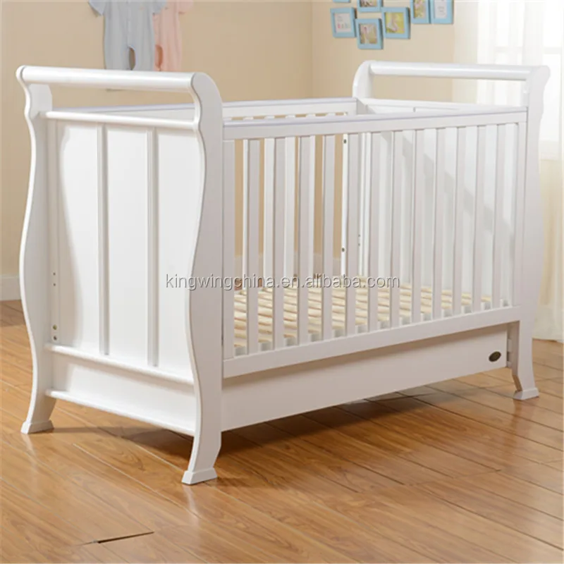 Sleigh pine wood baby crib / Baby bed / baby cot