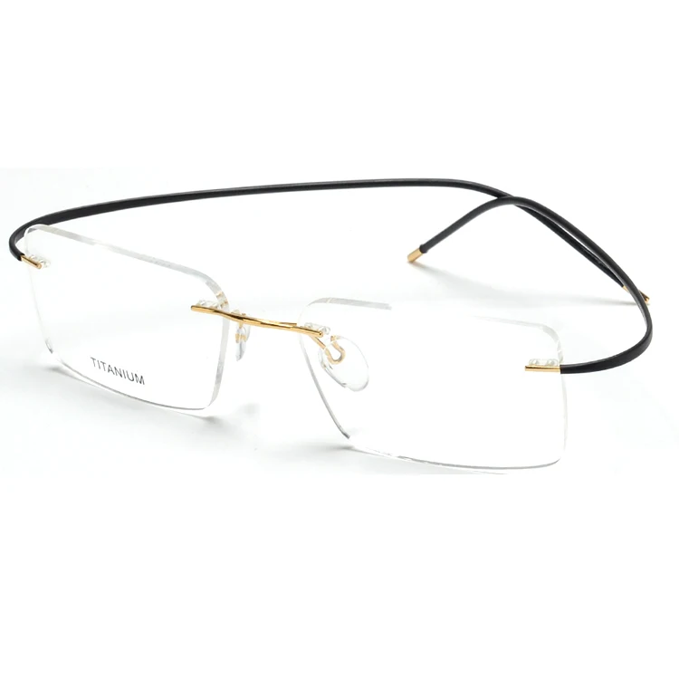 Retro round Rimless Titanium Eyeglasses high quality  Optical Frame For ready to ship
