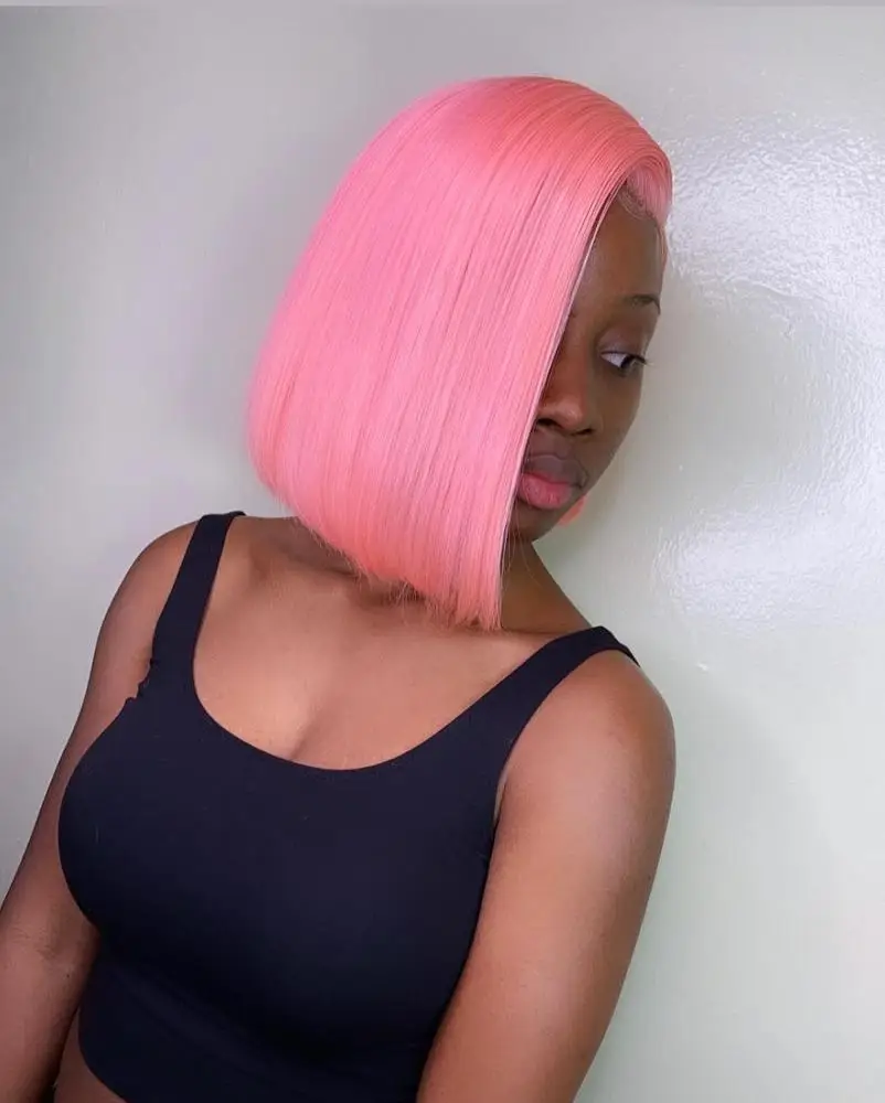 

Summer Fashion pink lace wigs brazilian virgin remy human hair lace front wig pink wig