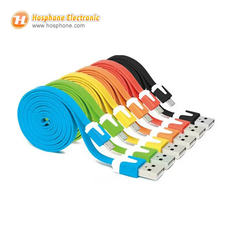 

colorful noodle micro usb charger cable flat v8 cable for samsung