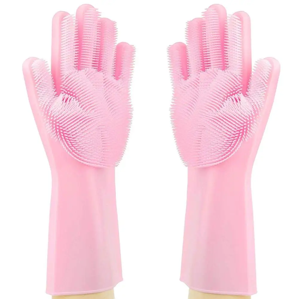 

Silicone Dish Washing Gloves With Scrubber Heat Resistant Silicone Dishwashing Gloves