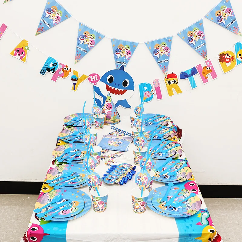Baby Shark Party Supplies 1st Birthday Boy Decorations Streamer