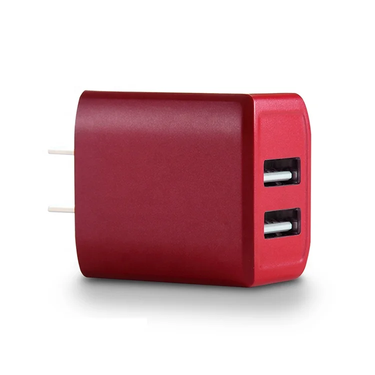 

High Quality 2.4A Fast Charge Dual Port Universal Adapter Travel Wall Charger, Gold;black;red;blue;white