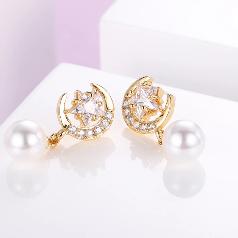 

Lateefah 2019 Fashion Moon Earrings Elegant Earrings Zircon Earrings For Women Jewelry Gifts