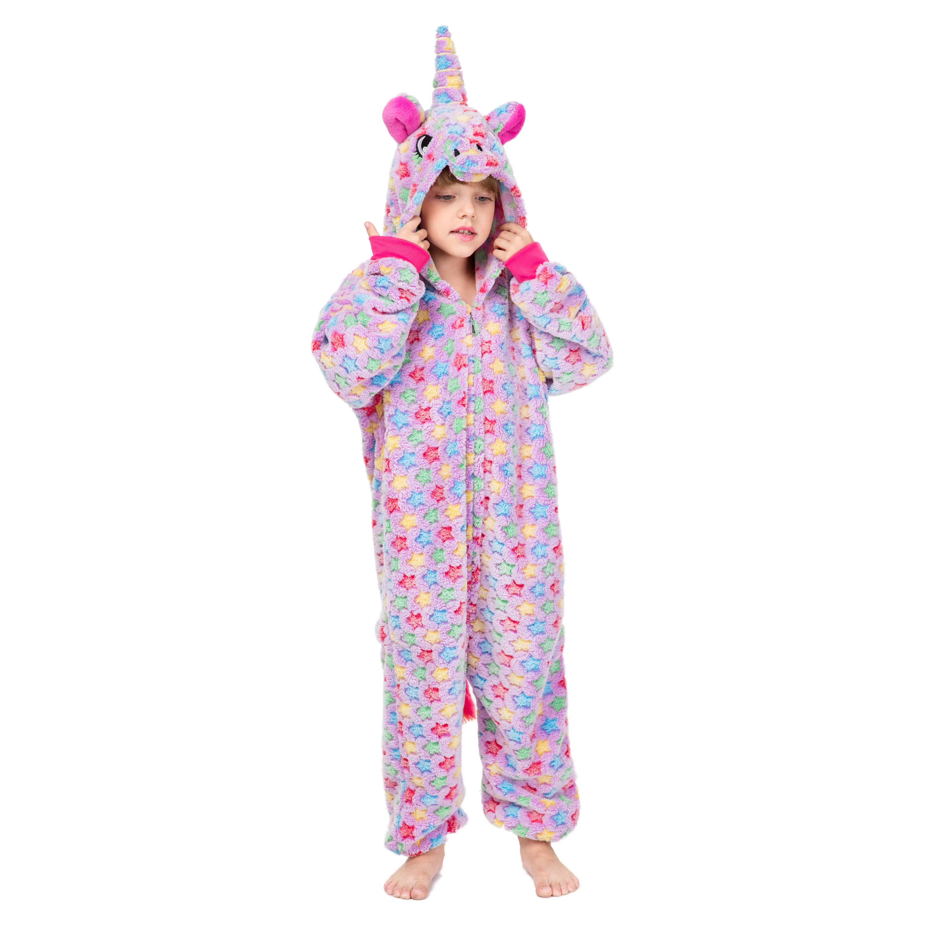 Wholesale Purple Star Unicorn Kigurumi Onesie pajamas/Costume Flannel ...