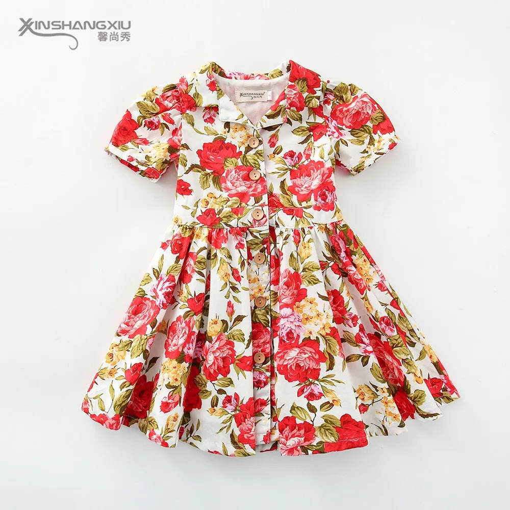 Kids clothing suspender embroidery flower summer party baby girls dress ...