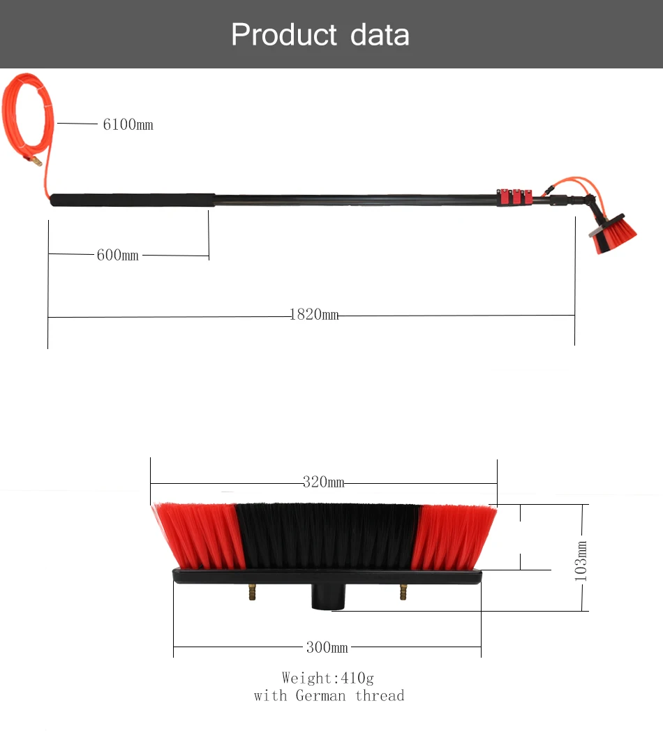 Telescopic Long Handle Solar Panel Cleaning Brush Kit With Adjustable