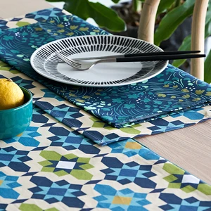 nabis europe Geometric 100% cotton table mats blue