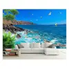Home decoration Wall Paper Blue Sky Sea Branches design seagull living room TV background wall murals