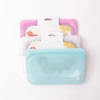 

New Item 3 Pack Silicone Reusable Food Storage Bag Set Reusable Zipper Silicone Food Bag