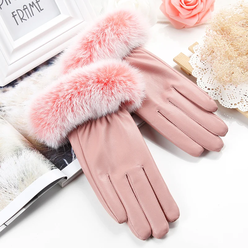Cheap Touch Screen Warm PU Synthetic Leather Ladies Hand Gloves