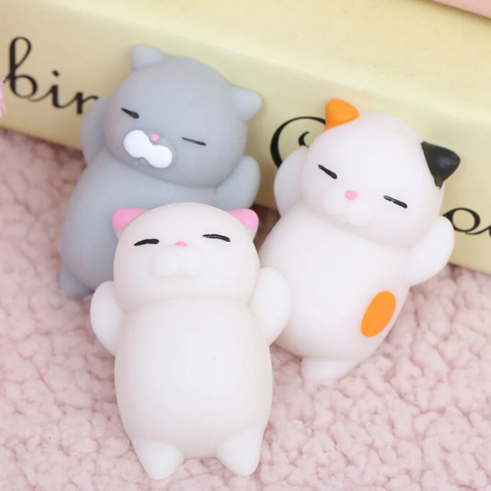 

New Arrived 3D mini Squishy cat Soft Silicone Animal Squishy Toy Relieve Stress Fidget Hand cute cat Squeeze Pinch Toy, Colorful