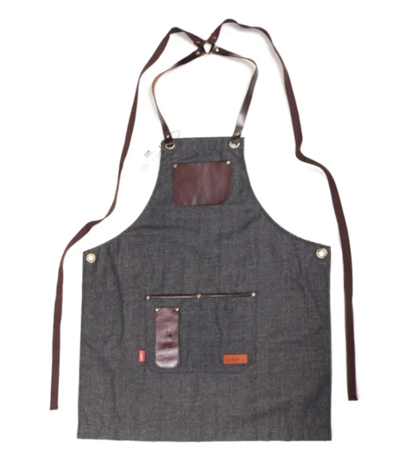 Vintage Denim Leather Barista Apron,Denim Apron Wholesale Buy Denim Apron,Barista Apron,Denim