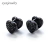 Fashion earring boys and girls Heart-shaped black color cool stud earrings