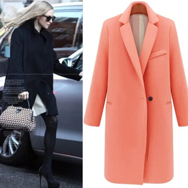 

ZH11B High Quality Korean Style lady new fashion elegant woolen long coat women fashion Woolen Coat, Beige;red;black