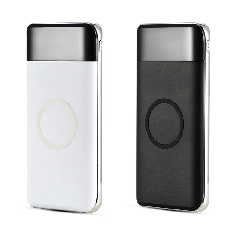 

Qi Wireless Portable Charger 10000mAh Fast Charging Port Power Bank, White/black
