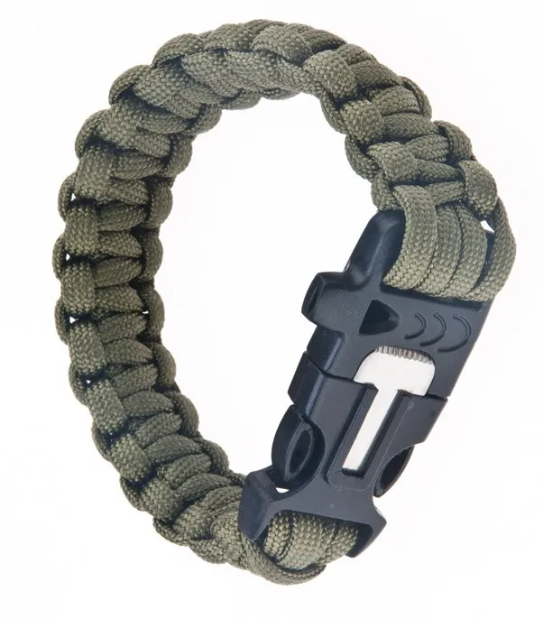 

Emergency Outdoor Survival Bracelet in wild jungle camping rescue hiking bracelet, Crvot green;black