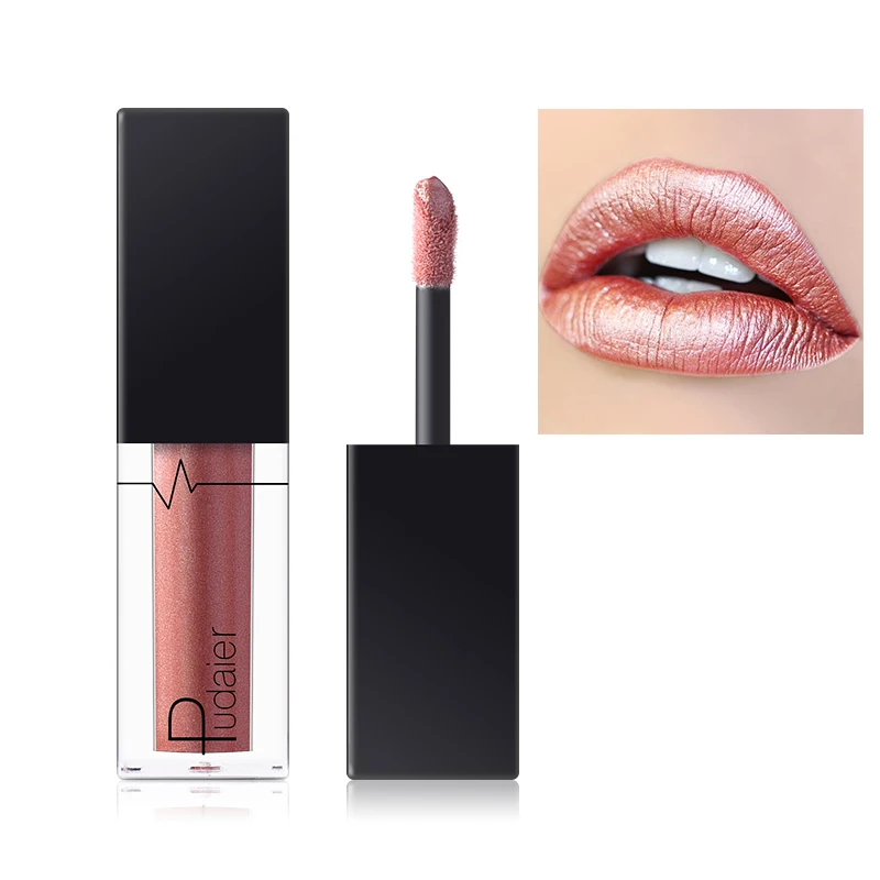 

Pudaier Sexy Matte Nude Lipstick Metallic LipGloss Diamond Waterproof Pearl Liquid Lipgloss Lip Makeup Women Fashion Makeup Gift