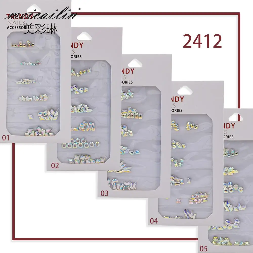 6 Grid Pack Flatback Nail Art Crystal