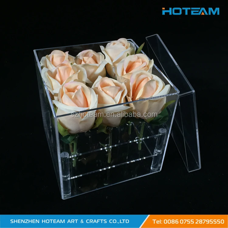Transparent acrylic flower display box