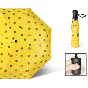 High UV 3 Folding Automatic & Handle Garden Umbrella Brown Bear Print Sun Waterproof Windproof Women Outdoor Umbrella