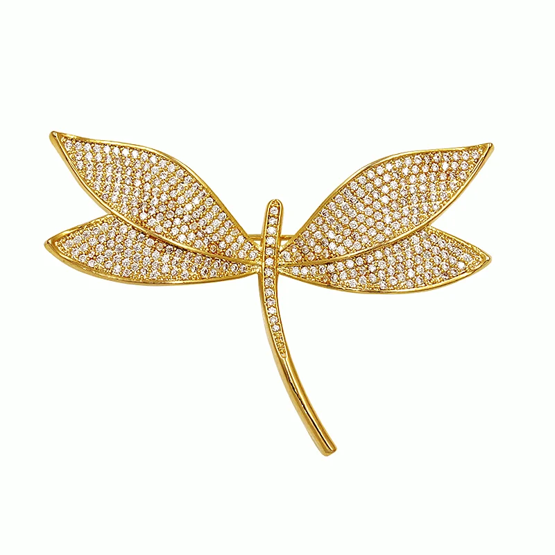 

Sparkling Pink / Blue / Green Cubic Zirconia CZ Crystal Pave Dragonfly Brooch Pins for Women in Assorted Colors