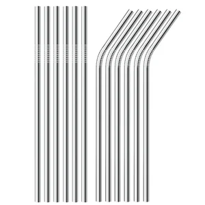 Image of Factory Price Customized Logo Size Straight Bent SS304 SS316 Metal Straws