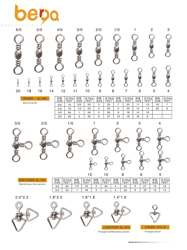 Stainless Steel Barrel Fishing Swivel Impressed Rolling Swivels Three Way Crane Rolling Fishing