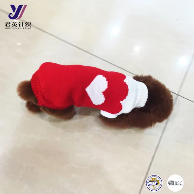 Fashion red sweaters winter knit costumes heart dog clothes pet apparel animal clothing