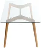 scandinavian large rectangle glass coffee table with solid oak wood legs