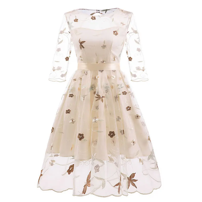 

Women's Round Neck Lace Embroidered Sleeve Wedding Dress Item NO: L36322
