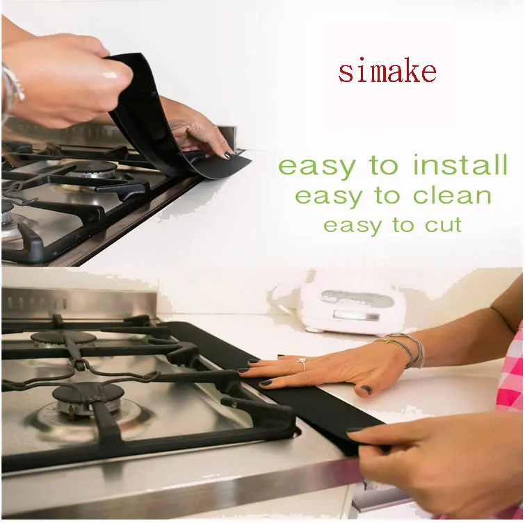 

kitchenware set Gas range Protector and food grade silicone non-stick stove counter gap cover, Black