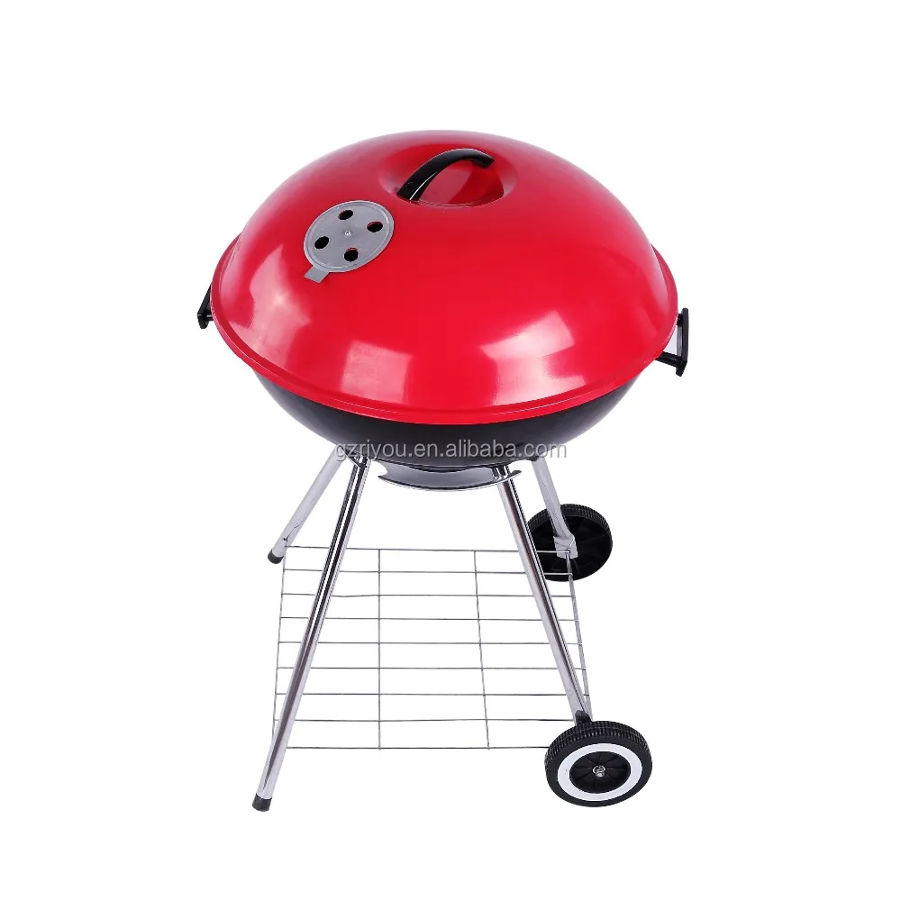 

Apple model Factory price easy to clean bbq grill outdoor charcoal grill barbecue Kettle BBQ Grill, Red black