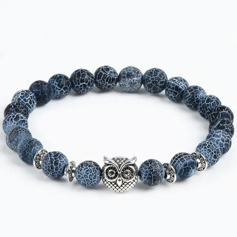 

Owl Charm Natural Stone Bead Bracelets Jewelry For Women and Men, Selection