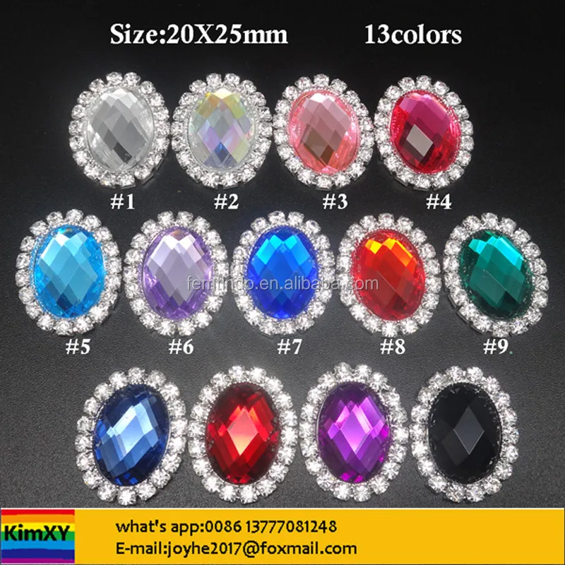 

20X25MM Silver Metal Crystal Rhinestone OVAL Buttons flatback flower Embellishments garment accessories ALRMB043, N/a