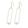 Hot selling safety pin pearl earring18k gold plated earring for women