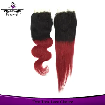 Short Brazilian Human Hair Front Piece Burgundy Ombre Hair