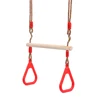 hot sale brand children wooden trapeze swing bar with plastic gym rings swing set for outdoor