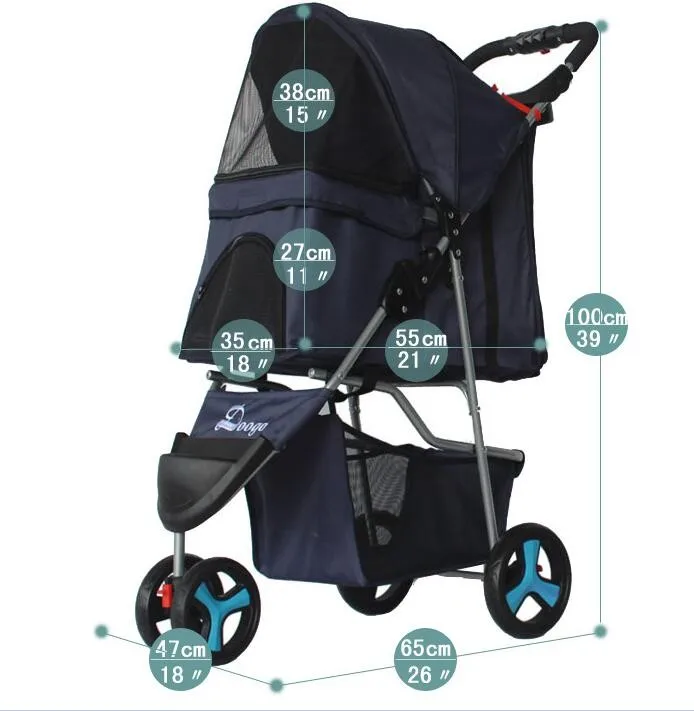 product travel carrier carriage pet stroller pet trolleys new design 4 wheel easy walk folding carton package dogs pet travel outdoors-9
