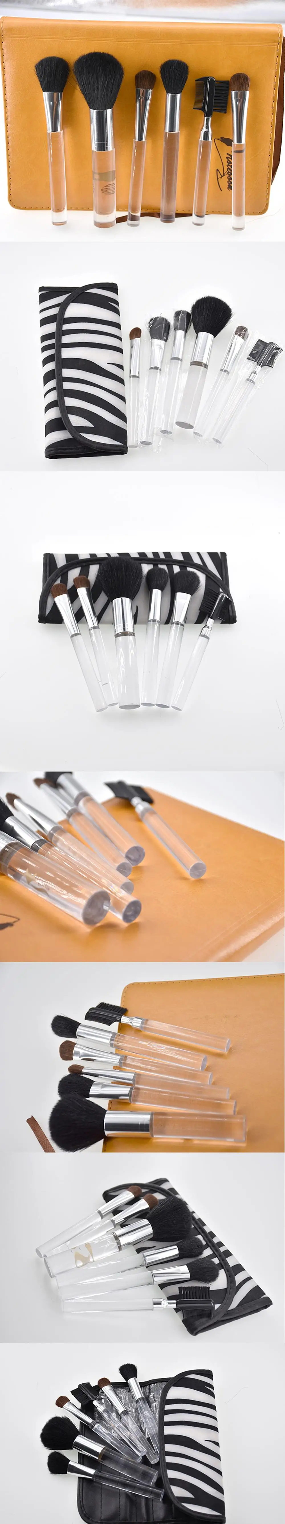 Acrylic Crystal Makeup Brush Organizer Wholesale 6pcs Clear Bare Mineral Human Horse Hair Make-up brushes for sensitive Skin