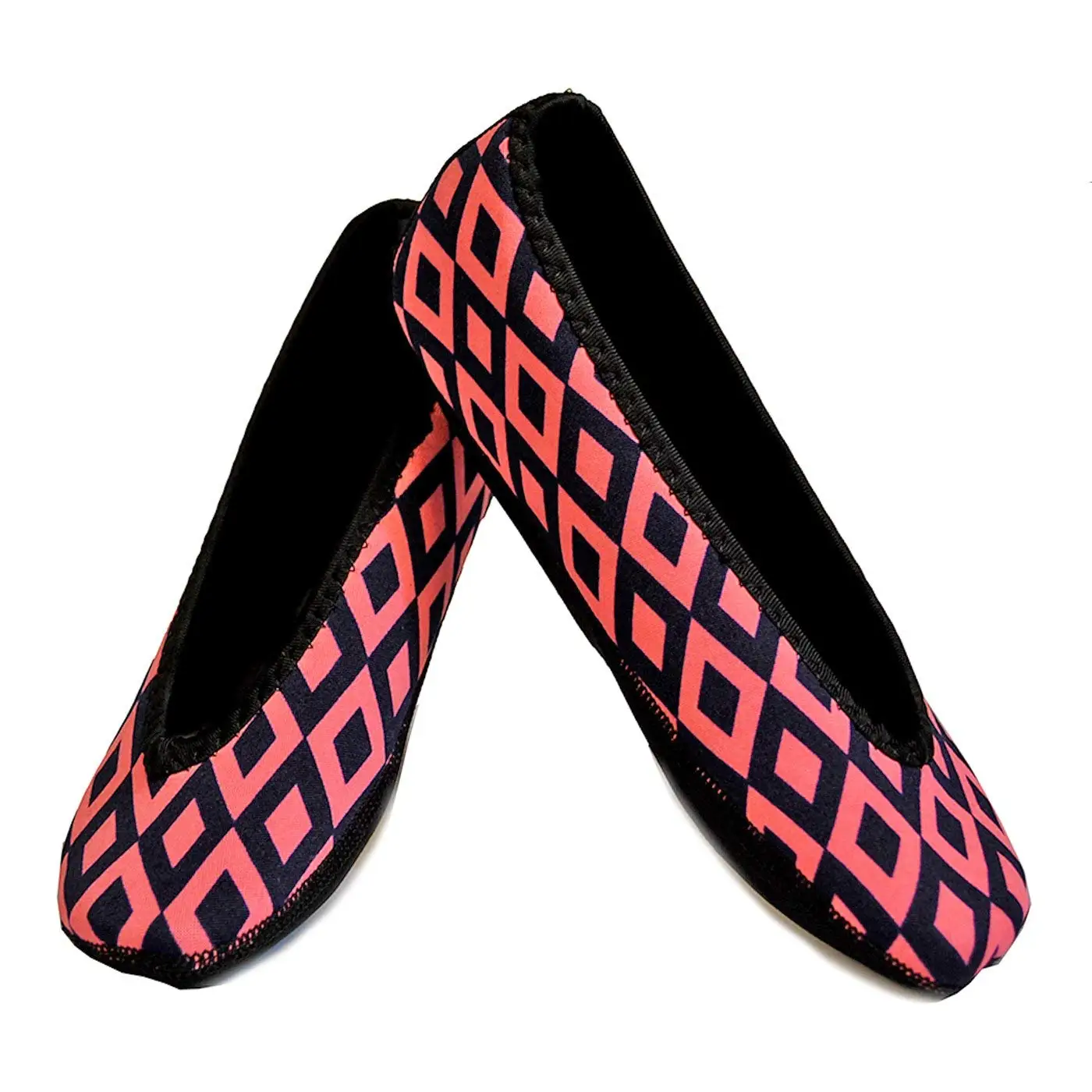 Pink and Black Houndstooth Nufoot Indoor Girls Shoes Ballet Flats X-Small 2 Count