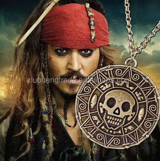 

Antique Pirates of the Caribbean Coin Necklace Skull Necklace, Gold/qntique silver/bronze/