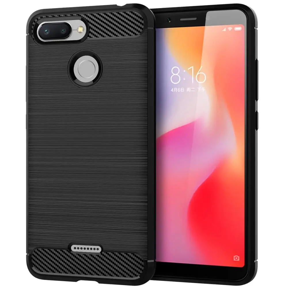 

Carbon Fiber Shockproof Soft TPU Back Cover mobile Phone Case For redmi 6, N/a