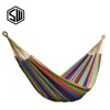 Rainbow gingham swing cotton hammock delivers lanyard to receive bags with super weight bearing outdoor hammock