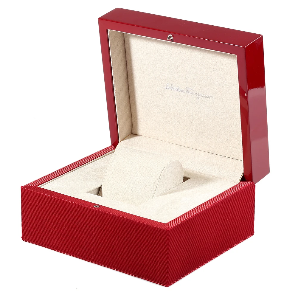 

Personalized Red High Gloss Fabric Branded Wooden Single Square Large Watch Box